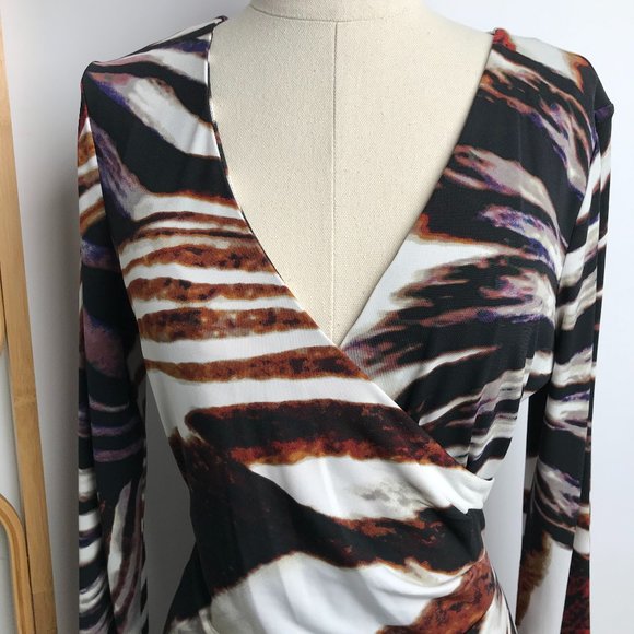 CALVIN KLEIN Multicoloured Wrap Look Long Sleeve - Picture 2 of 8